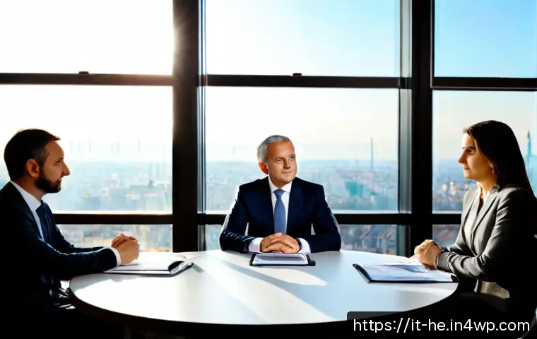 Home 15 불확실성을 수용하는 글로벌 리더십 - Photorealistic global leadership meeting in a bright Milan office, a calm Italian executive standing...